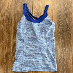 lululemon athletica Blue Striped Tank Top